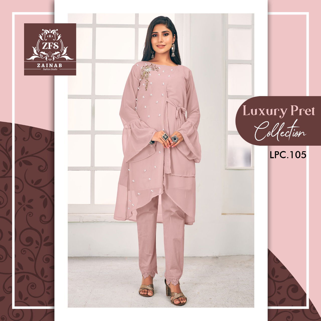 Zainab Fashion Studio Ipc 105 Georgette Party Wear Latest Top With Bottom